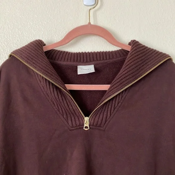Varley Chocolate Brown Half Zip Owens Sweatshirt, M - Picture 2 of 8
